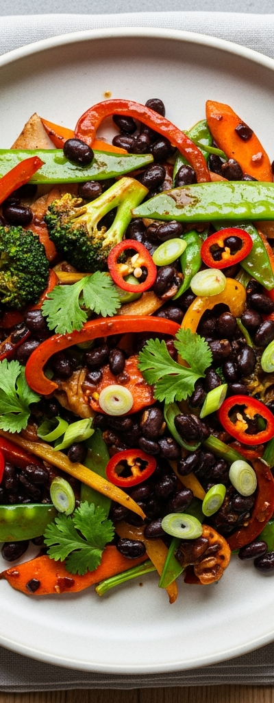 Spicy Vegan Black Bean & Vegetable Stir-Fry