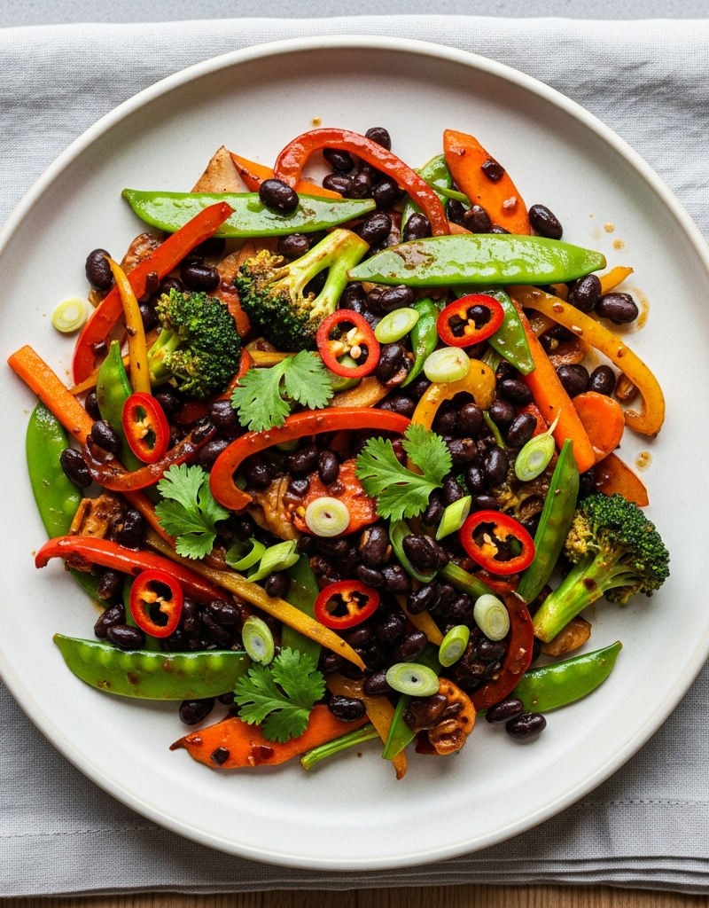 Spicy Vegan Black Bean & Vegetable Stir-Fry
