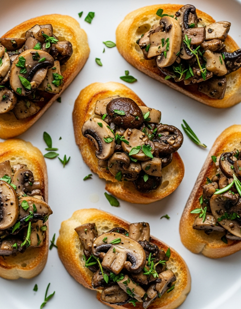 Vegan Herbed Mushroom Crostini