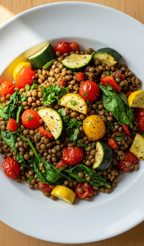 Lentil and Veggie Breakfast Skillet