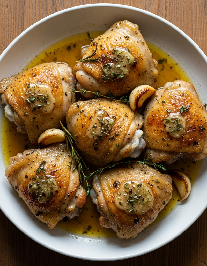 Baked Herb Butter Chicken Thighs