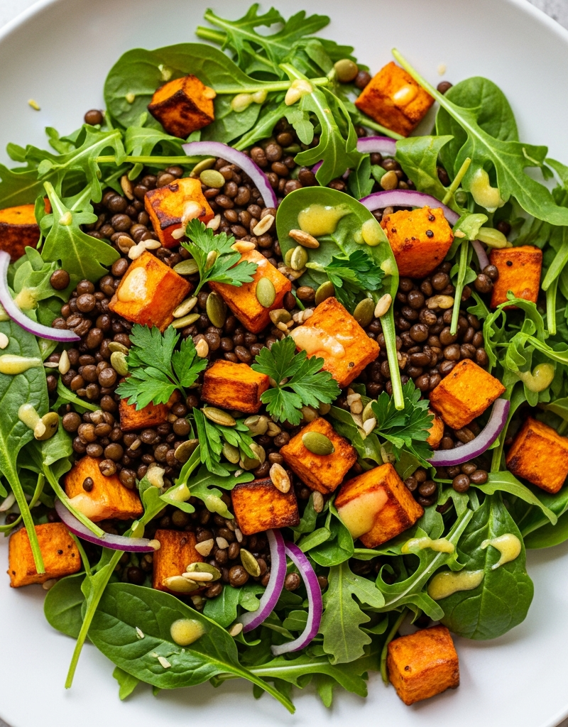 Roasted Sweet Potato and Lentil Salad
