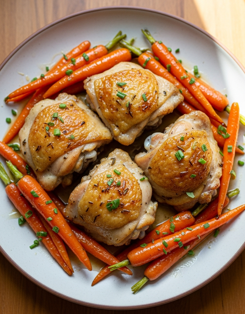 Savory Baked Chicken with Honey-Glazed Carrots