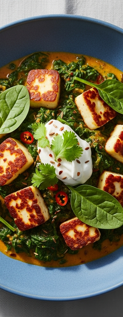 Quick Halloumi and Spinach Curry