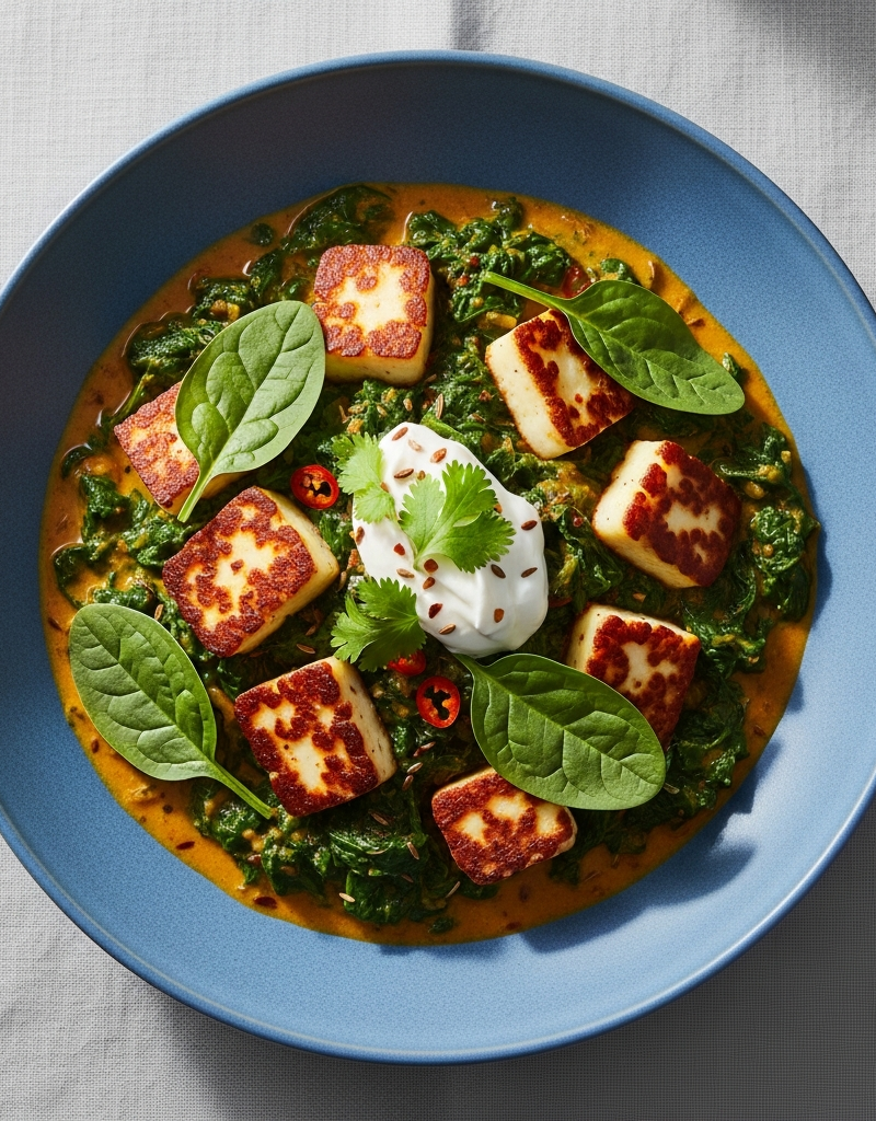 Quick Halloumi and Spinach Curry
