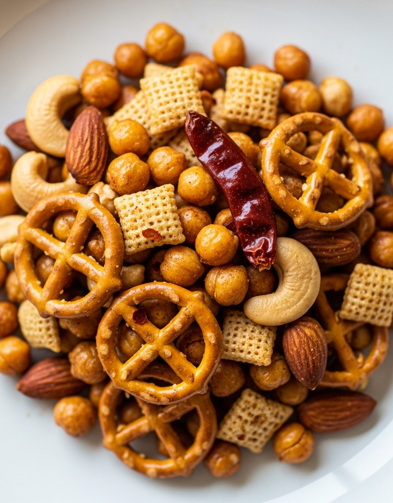 Spicy Roasted Chickpea Snack Mix