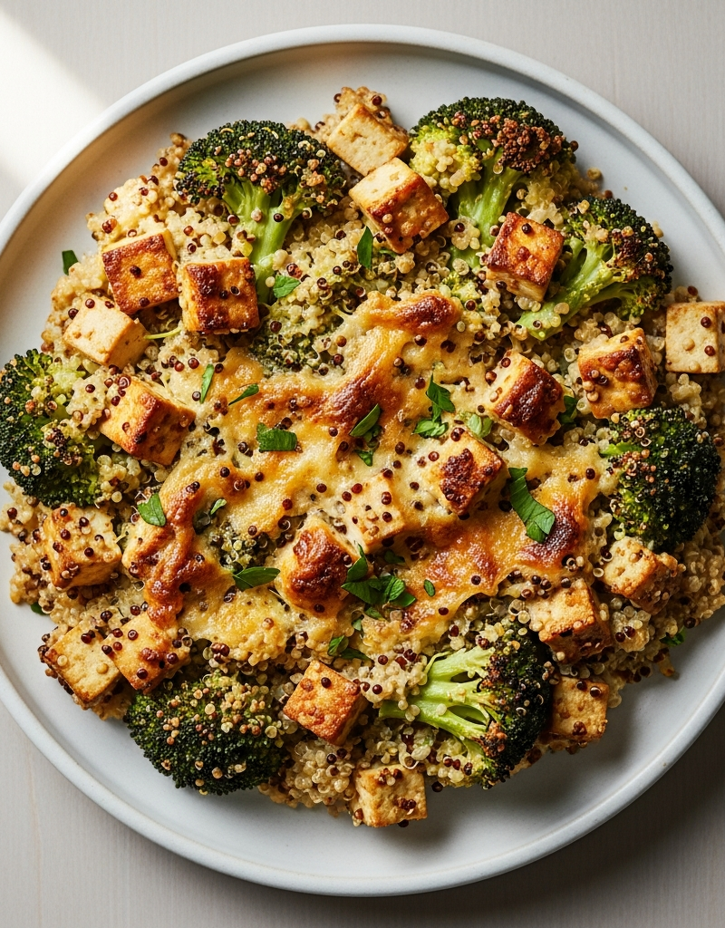 Tofu and Broccoli Gratin with Quinoa