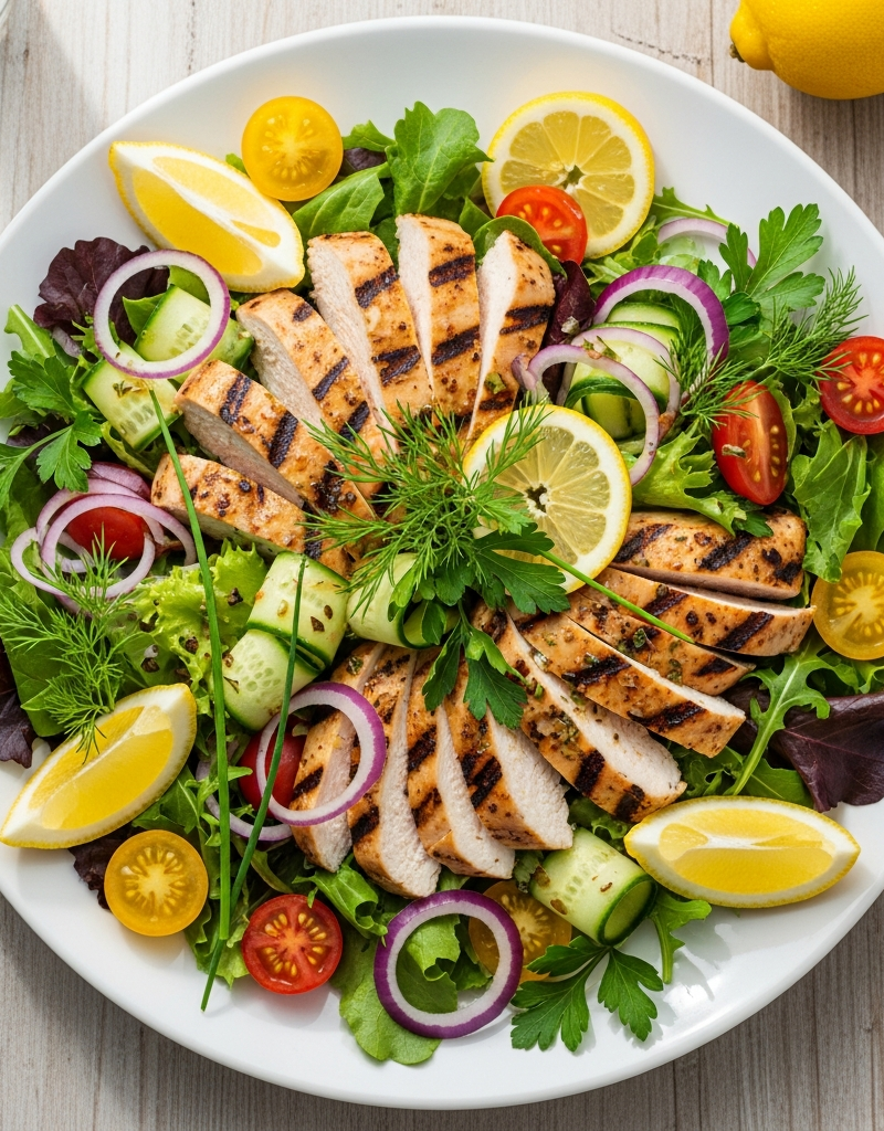 Grilled Lemon Herb Chicken Salad