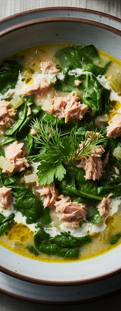 Hearty Tuna and Spinach Soup