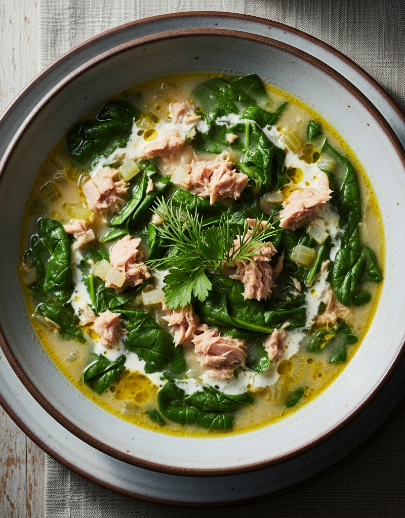 Hearty Tuna and Spinach Soup