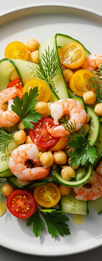 Shrimp and Chickpea Salad with Lemon Dressing