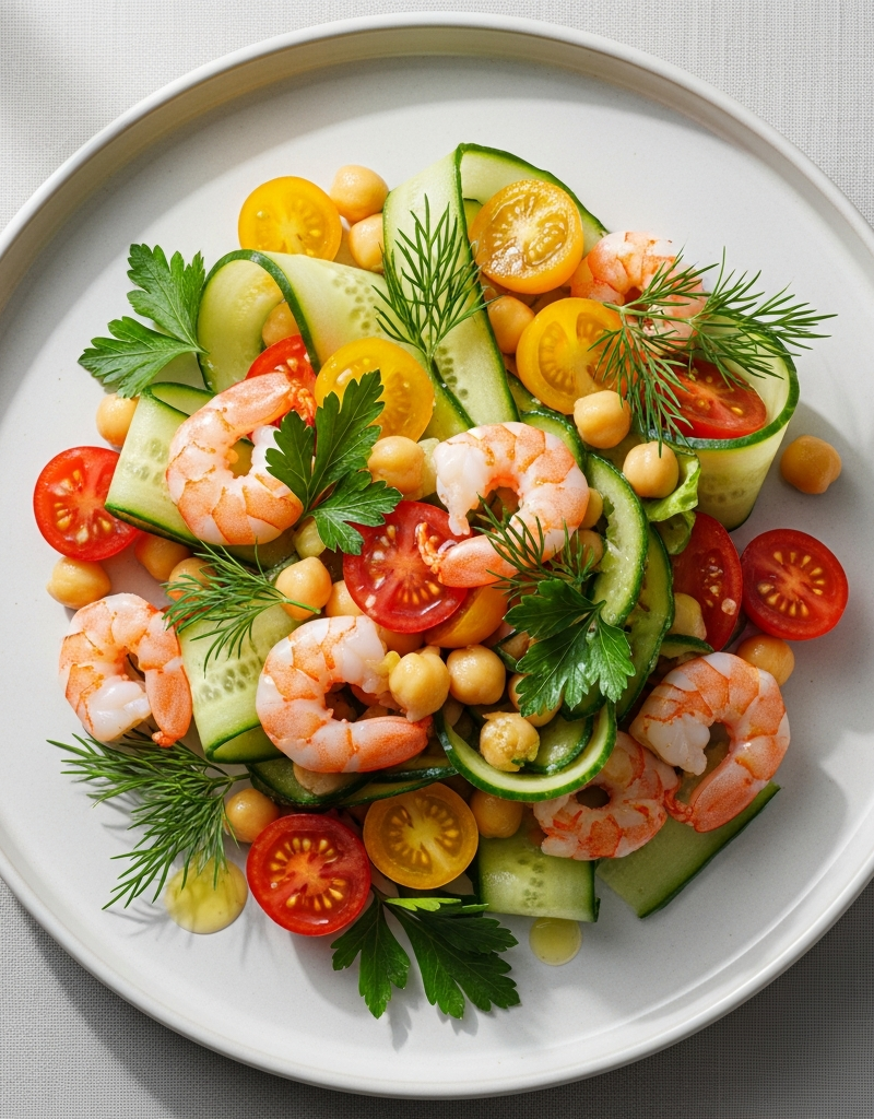 Shrimp and Chickpea Salad with Lemon Dressing