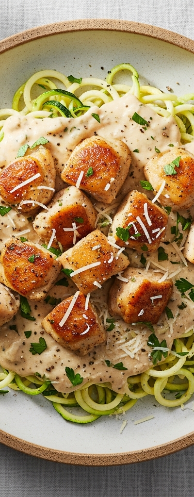 Keto Chicken Thigh Alfredo Noodles