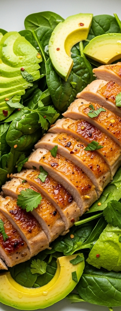 Keto Chicken Thigh Salad with Avocado & Spinach