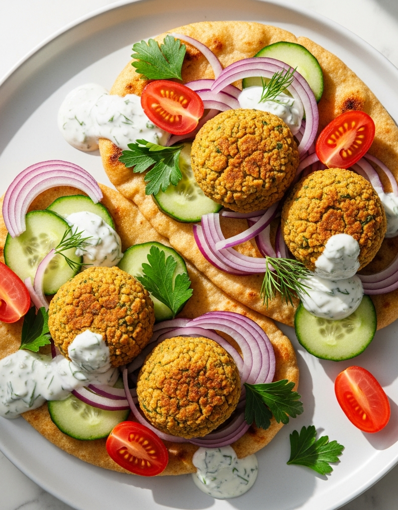 Mediterranean Baked Falafel Flatbreads