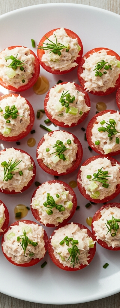 Tuna-Stuffed Cherry Tomato Bites