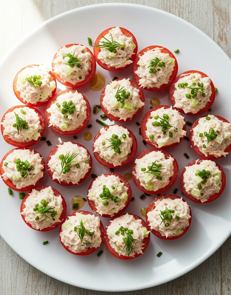 Tuna-Stuffed Cherry Tomato Bites