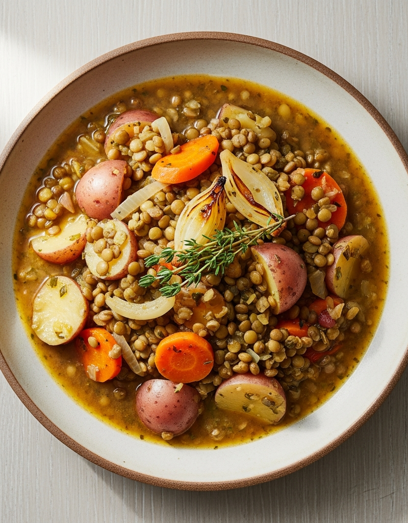 Hearty Green Lentil and Potato Stew