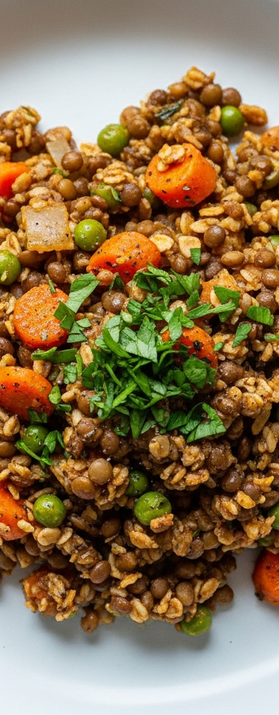 Savory Oat and Lentil Skillet