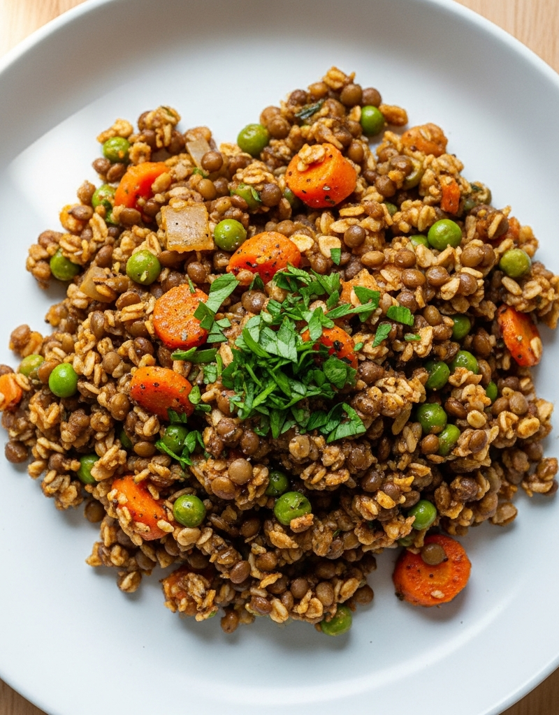 Savory Oat and Lentil Skillet