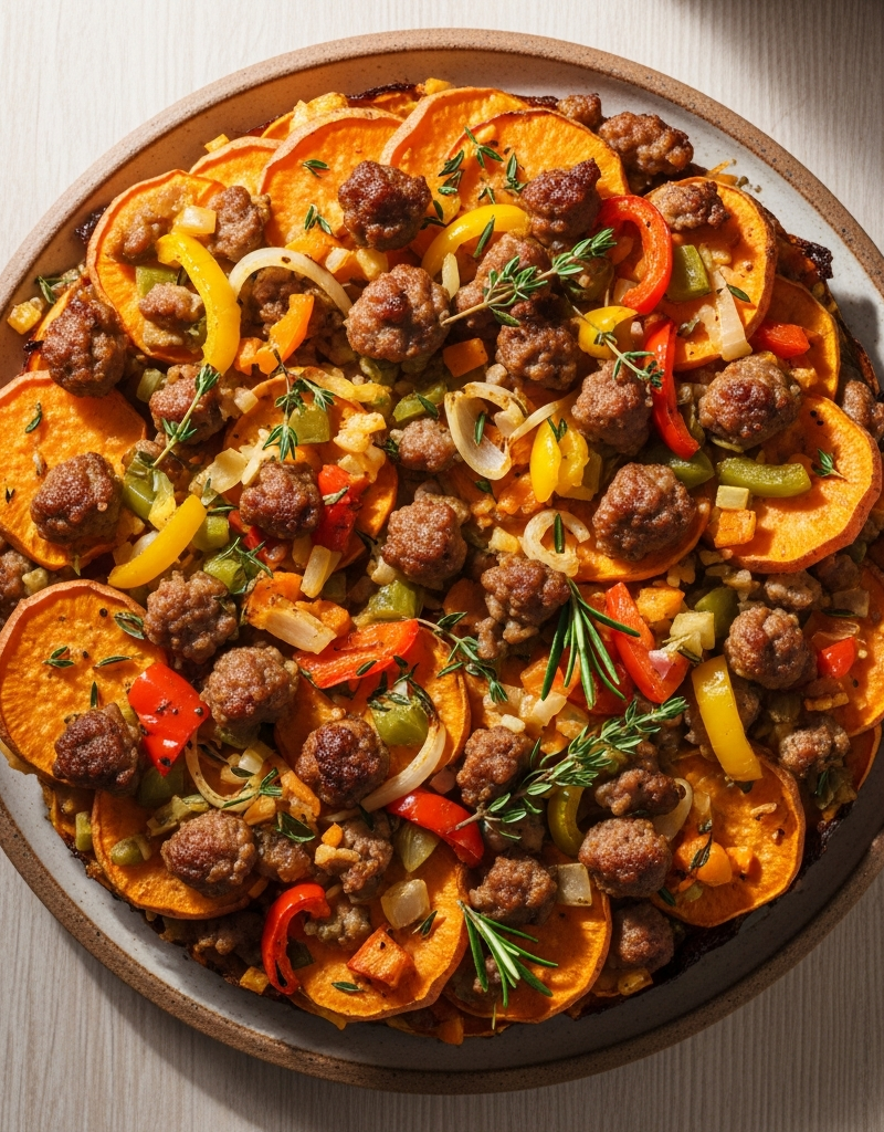 Sweet Potato and Sausage Casserole