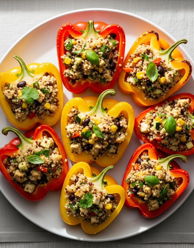 Stuffed Bell Peppers with Tofu and Quinoa