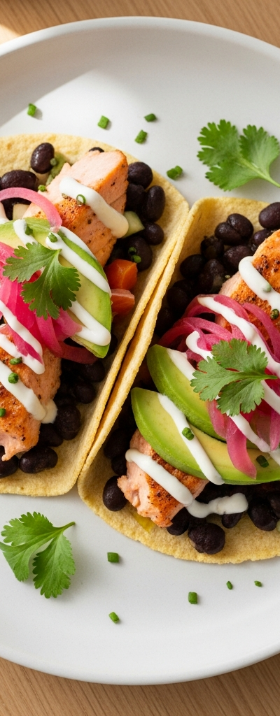 Salmon and Black Bean Tacos