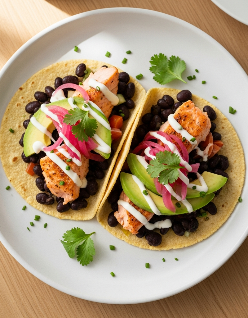 Salmon and Black Bean Tacos