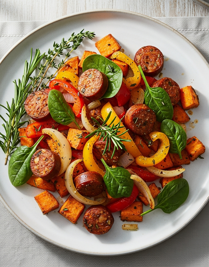 Hearty Sweet Potato and Sausage Skillet