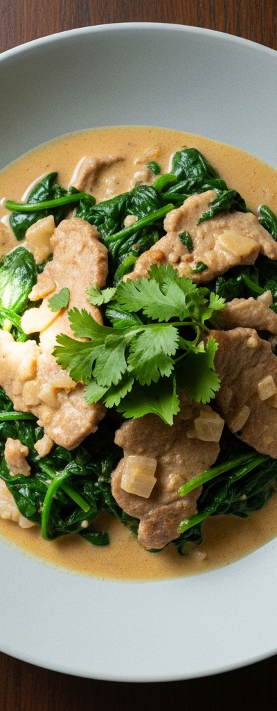 Speedy Pork Curry with Spinach and Coconut Milk