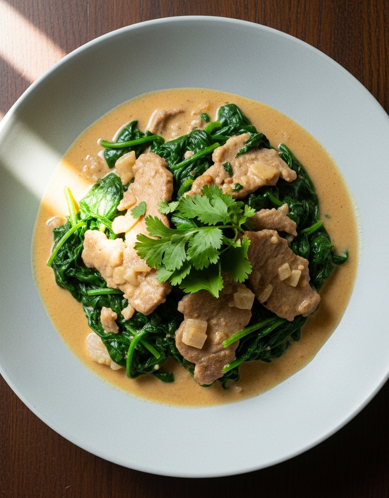 Speedy Pork Curry with Spinach and Coconut Milk