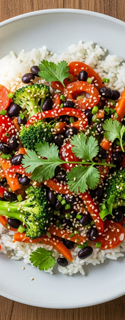 Vegetarian Rice and Bean Stir-Fry