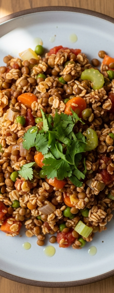 Hearty Oat and Lentil Skillet