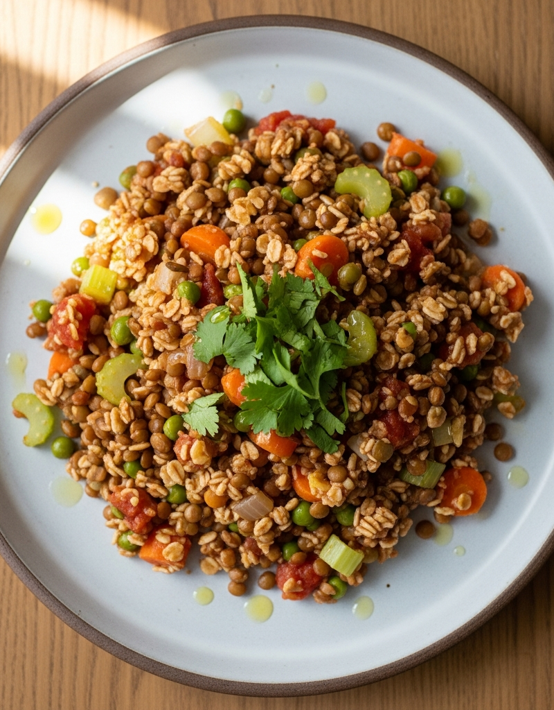 Hearty Oat and Lentil Skillet