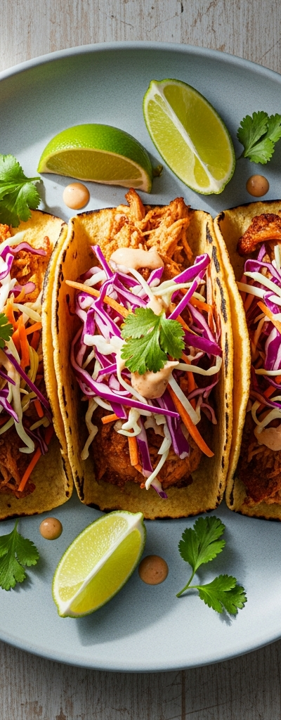 Crispy Chicken Thigh Tacos with Quick Slaw