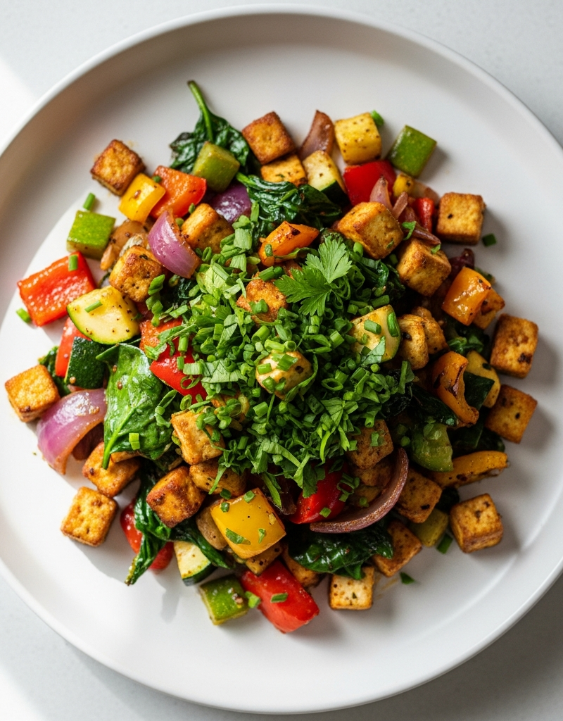 Tofu and Vegetable Skillet Hash