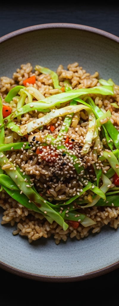 Vegetarian Cabbage and Brown Rice Stir-Fry
