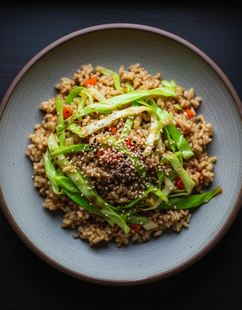 Vegetarian Cabbage and Brown Rice Stir-Fry
