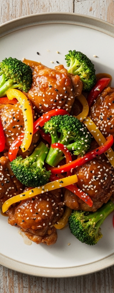 Chicken Thigh Stir-Fry with Broccoli and Peppers