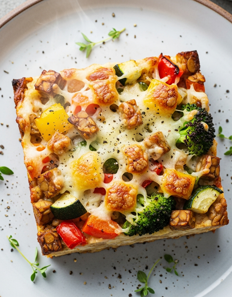 Tempeh and Veggie Baked Gratin