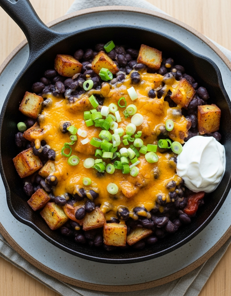 Cheesy Potato and Bean Skillet