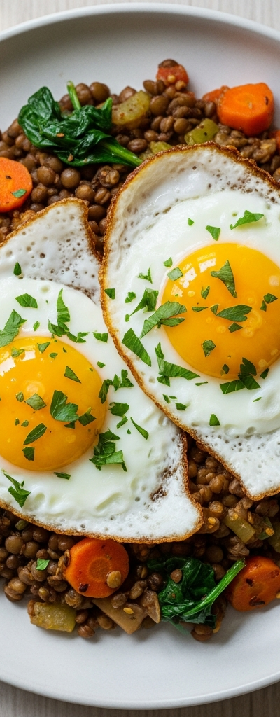 Lentil and Veggie Skillet with Eggs