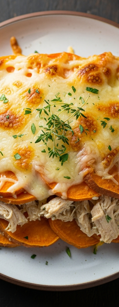 Cheesy Sweet Potato Gratin with Chicken