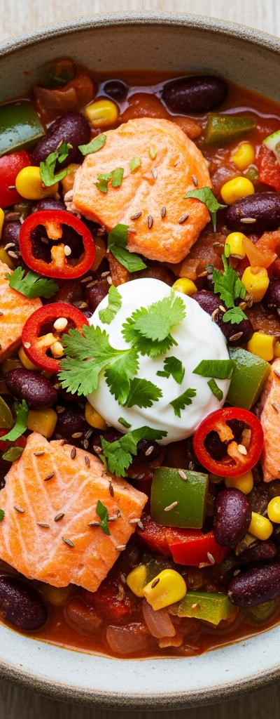 Spicy Salmon Bean Chili