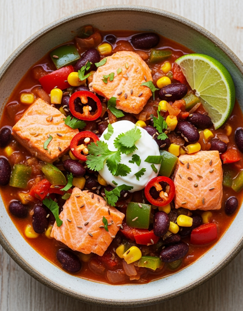 Spicy Salmon Bean Chili