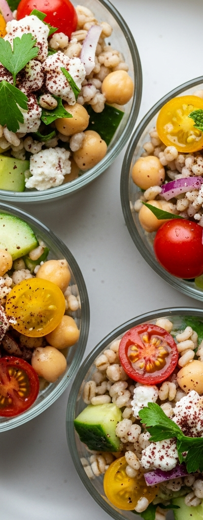 Mediterranean Chickpea and Barley Salad Cups