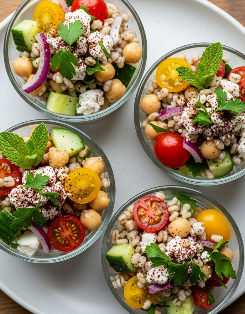 Mediterranean Chickpea and Barley Salad Cups
