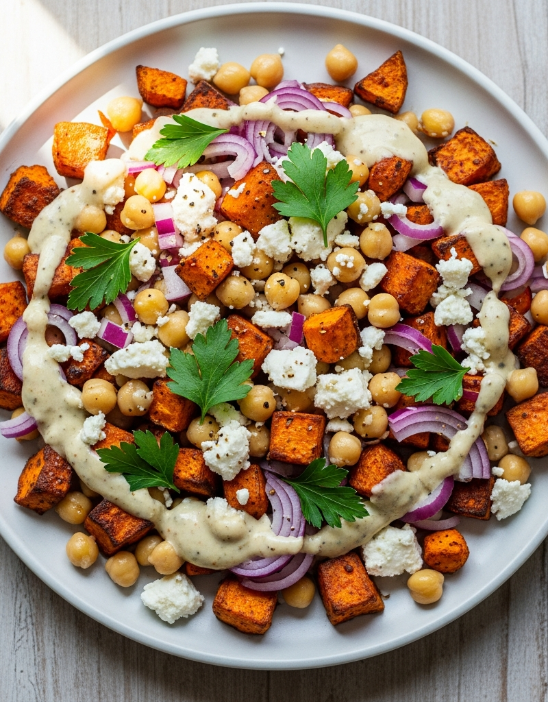 Mediterranean Sweet Potato & Chickpea Salad