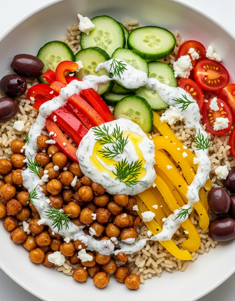 Mediterranean Chickpea and Brown Rice Bowl
