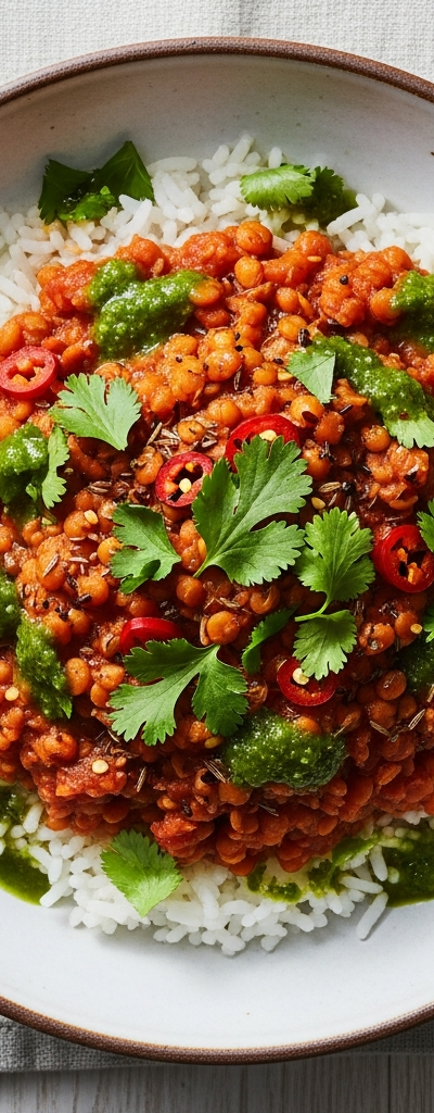Spicy Lentil and Rice Bowl